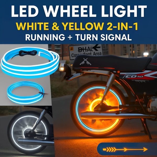 01 Pcs Trending Hub Universal Bike Strip Light – Dual Color Turn Signal (Yellow & White)