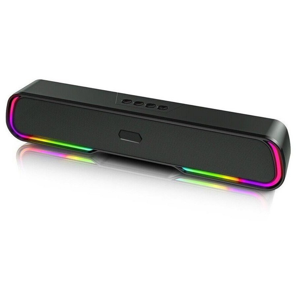 Gaming soundbar Bluetooth speaker with RGB light strip, black mesh grille