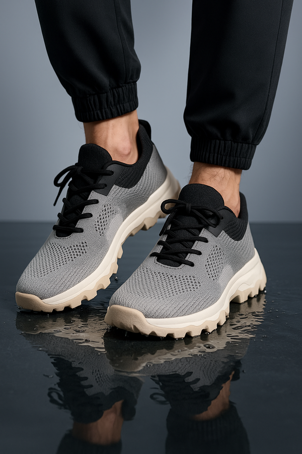 HydroTrek Pro – Waterproof-Ready Gray Sneakers for All-Terrain Comfort