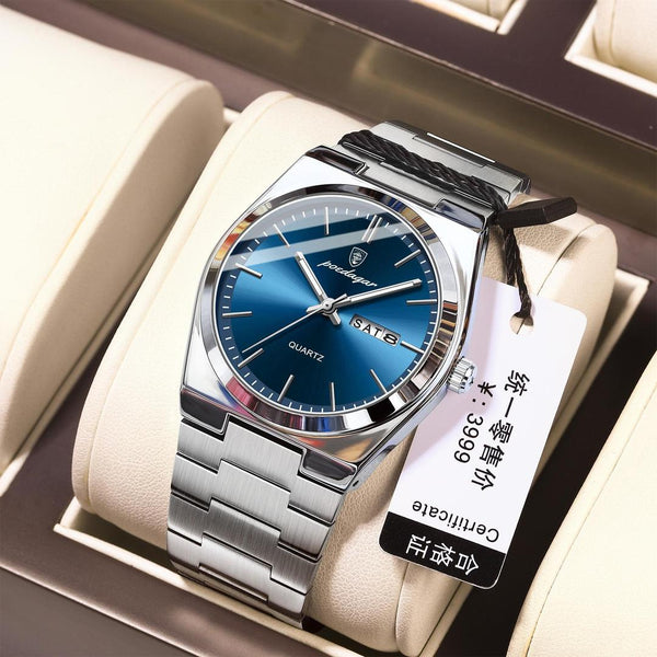 POEDAGAR New Lightweight Men's Watch Waterproof Luminous Quartz Watch Simple Steel Band Business Watch 930