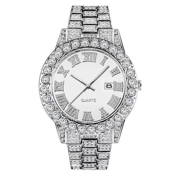 Hip hop full diamond men's watch personality large dial calendar fashion watch