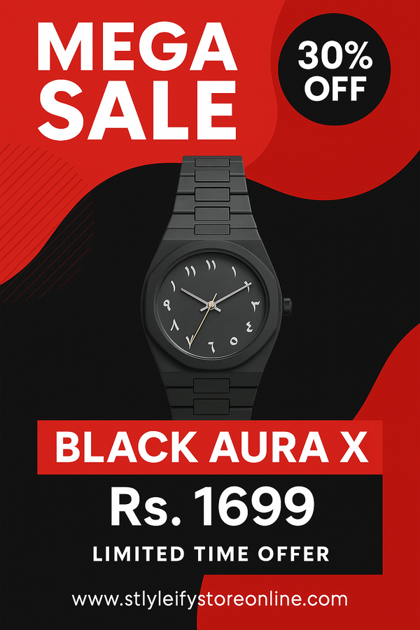 Black Aura X Watch 30% OFF Mega Sale Rs. 1699 - www.styleifystoreronline.com
