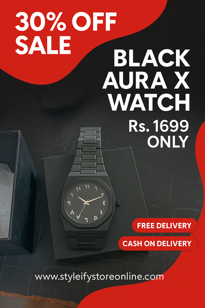 Black Aura X Watch 30% OFF Mega Sale Rs. 1699 - www.styleifystoreronline.com

