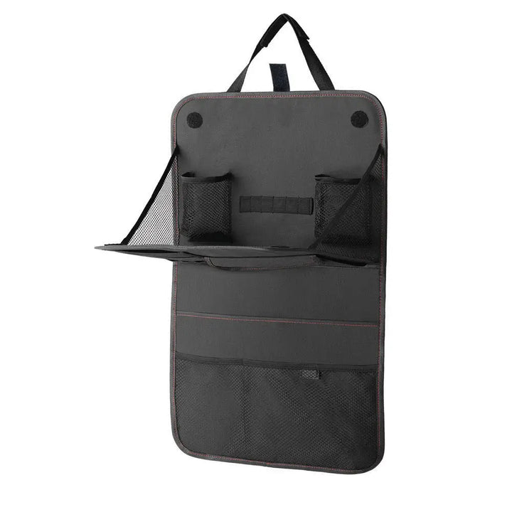 Car Seat Back StorCaage Bag – Foldable Organizer with Dining Table Tray for Travel and Car Interior Storage