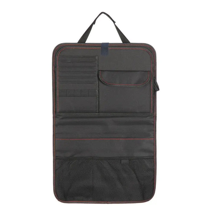 Car Seat Back StorCaage Bag – Foldable Organizer with Dining Table Tray for Travel and Car Interior Storage
