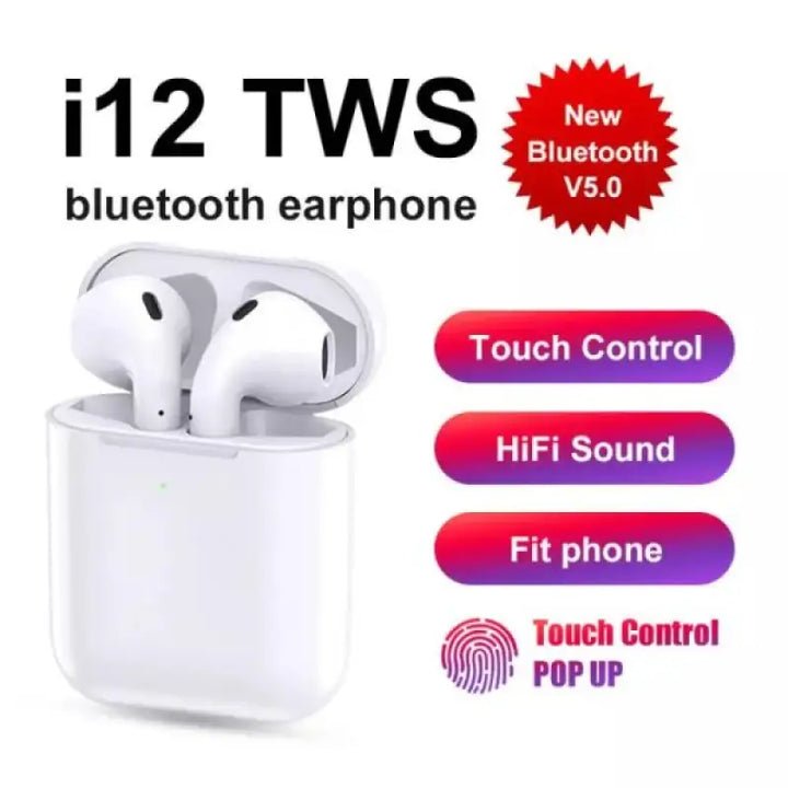 I12 Tws Earbudstouch Control Earphones Headsets With Mic In-ear Stereo Earbuds | Mini Headphones Wireless Bluetooth 5.0
