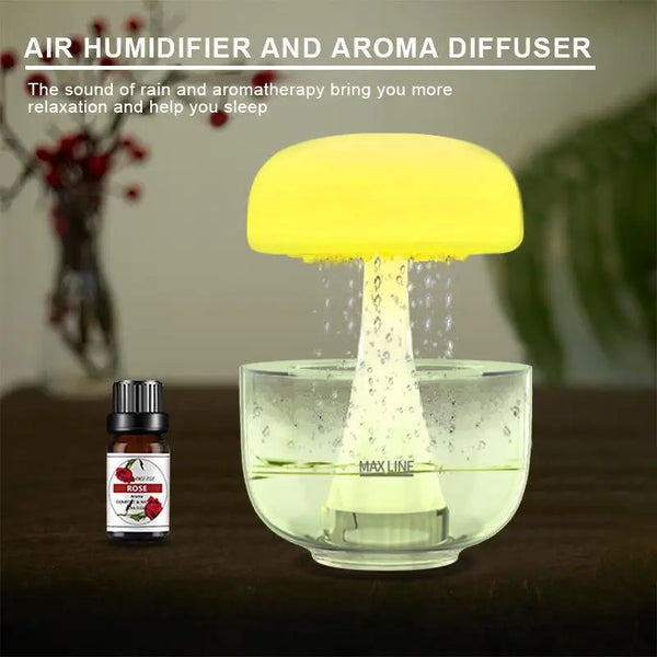 Jellyfish Raindrop Humidifier with Ultrasonic Atomization & Seven-Color Ambience Light – Cloud Rain Aroma Diffuser