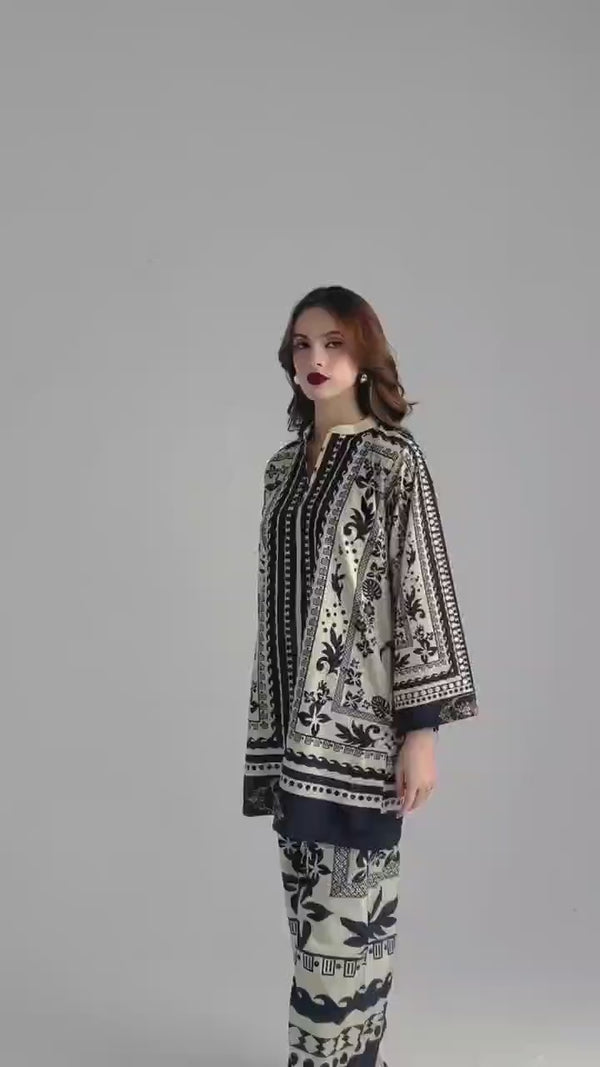 Stylish Women's Stitched Printed Shirt And Trouser Set - 2 Pcs